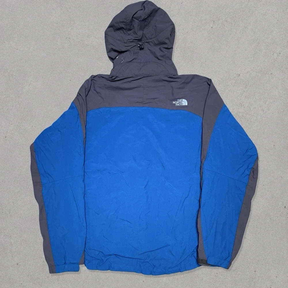 The North Face Hooded Windbreaker Jacket Men's XL Blue Gray Lightweight Full Zip